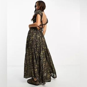 Free People printed maxi dress in black multi